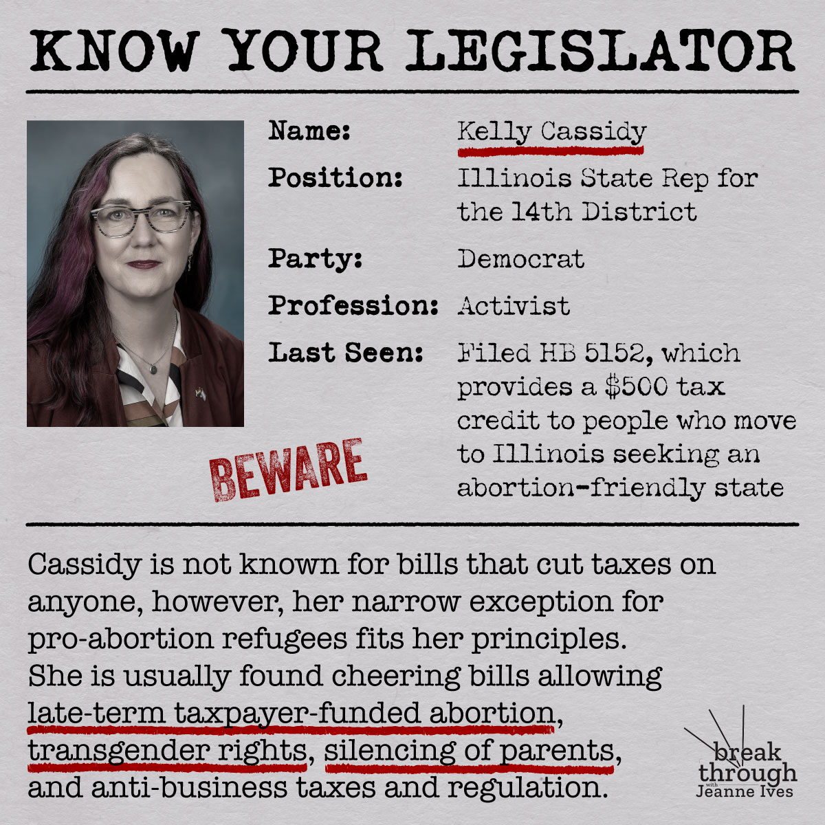 Know Your Legislator – Kelly Cassidy