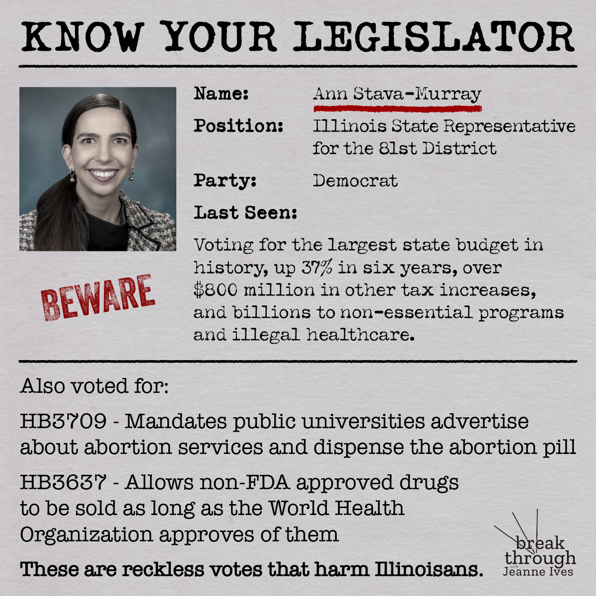 Know Your Legislator – Anna Stava Murray