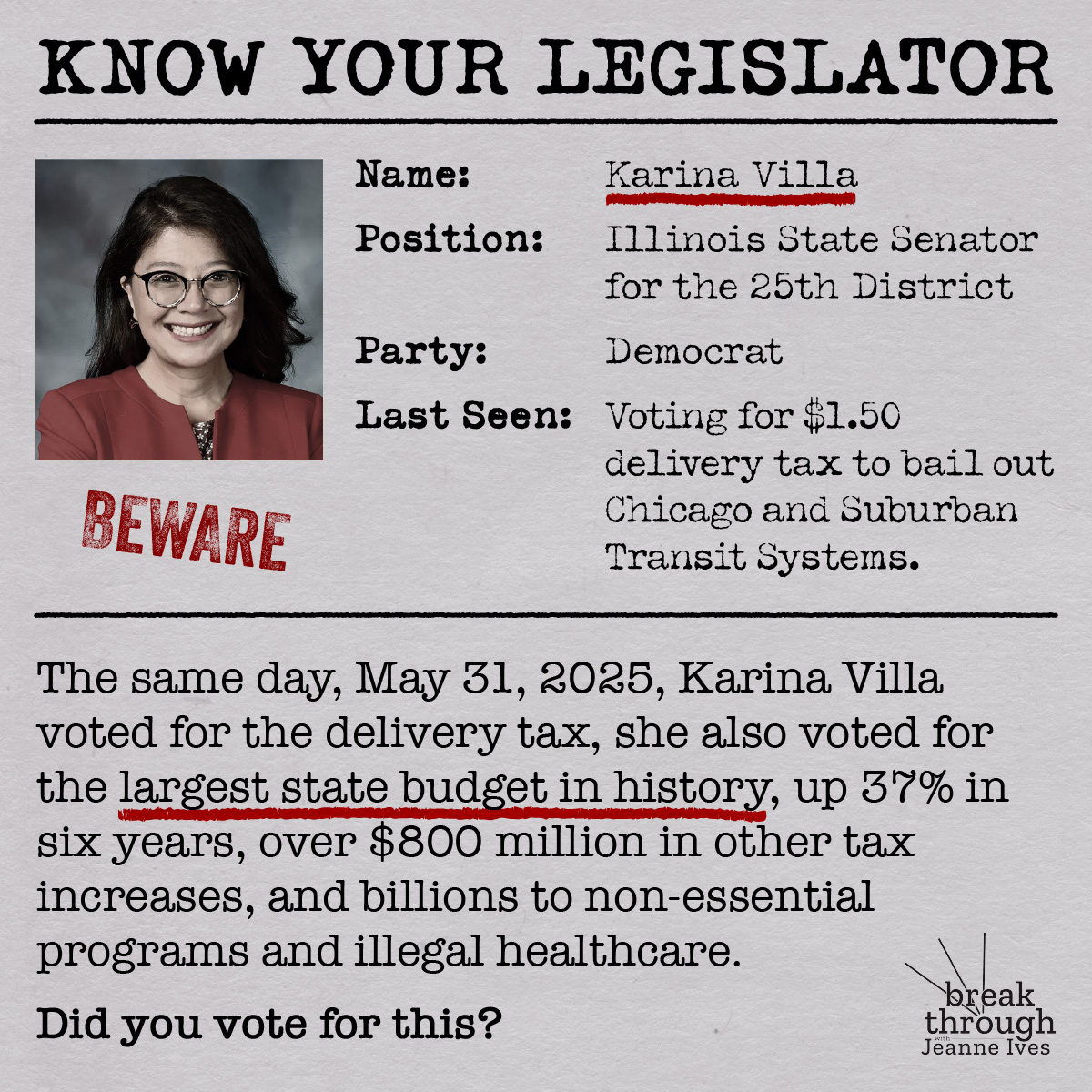 Know Your Legislator – Karina Villa